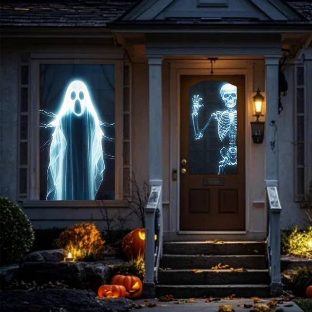 Alt view image 7 of 10 - Holographic Rear Projector Screen for Halloween - 50" x 89" Double Sided Projection Screens Window Display Movie Night for Hang Wall Mounting Indoor Outdoor Ghost Video Effects