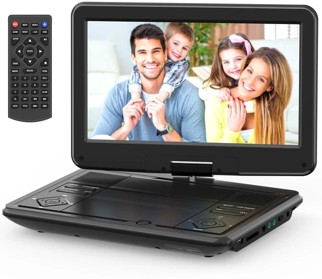 Alt view image 6 of 10 - 12.5" Portable DVD Player with 10.5" Swivel Screen, 5-Hours Rechargeable Battery,Car DVD Player,Support CD/DVD/SD Card/USB,Regions Free,Dual Speakers, Black