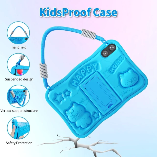 Alt view image 10 of 10 - VOLENTEX 10 Inch Kids Tablet with Lanyard Case, Android 15 Tablets for Age 3-12, 32GB Educational Pad, 5G WIFI6,Parental Control, Dual Camera, 6000mAh, Bluetooth (Blue)