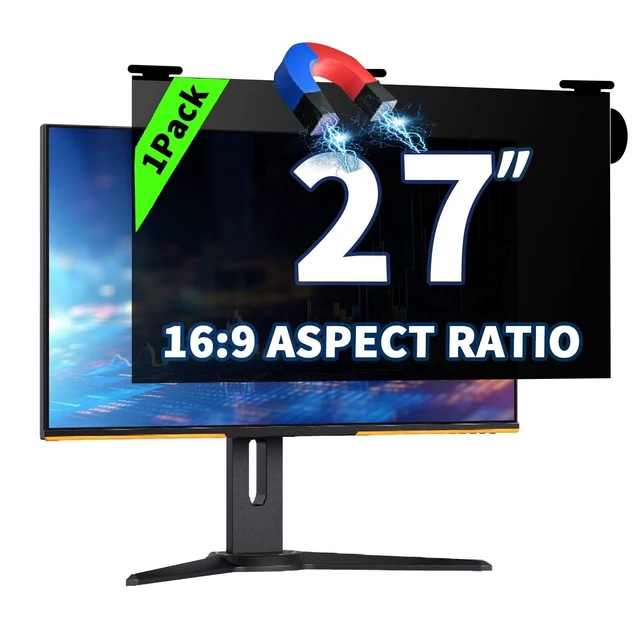 Alt view image 6 of 10 - 27'' Magnetic Hanging Computer Privacy Screen for 16:9 Widescreen Monitor