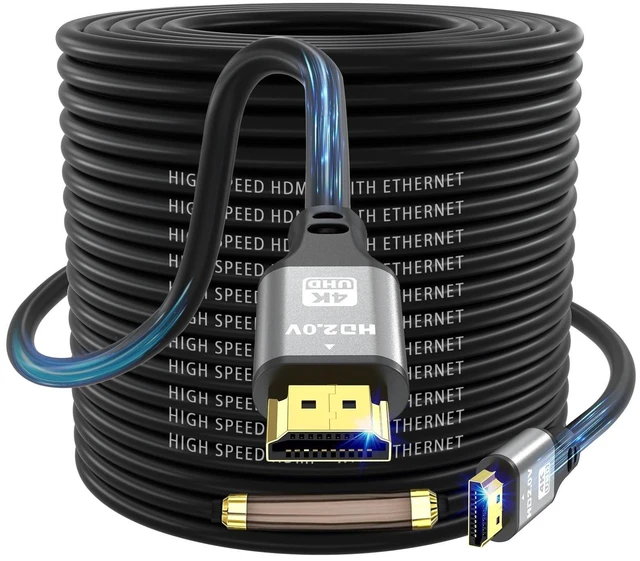 Alt view image 6 of 10 - Jojobnj 4K HDMI Cable 100 FT, 18Gbps High Speed HDMI 2.0 Cord, Ultra HD, Ethernet Audio Return, Video 1080p, 3D, Arc, HDR Compatible With Xbox, PS5/PS4, HDTV, Laptop (Silver)