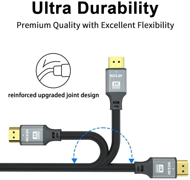 Alt view image 10 of 10 - Jojobnj 4K HDMI Cable 100 FT, 18Gbps High Speed HDMI 2.0 Cord, Ultra HD, Ethernet Audio Return, Video 1080p, 3D, Arc, HDR Compatible With Xbox, PS5/PS4, HDTV, Laptop (Silver)