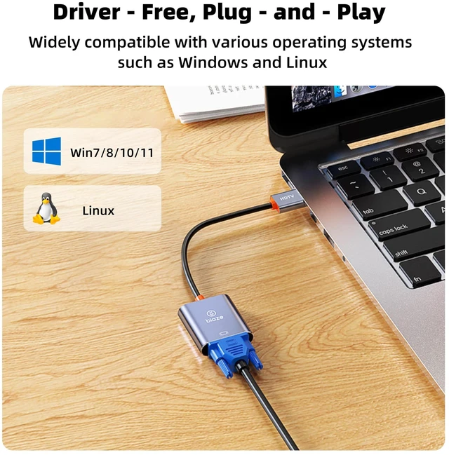 Alt view image 9 of 10 - biaze AG6202 Chip HDMI to VGA Adapter, 1080P Video Converter for Laptop PC TV Monitor Projector, Gold Plated Connector Cable (10pack)
