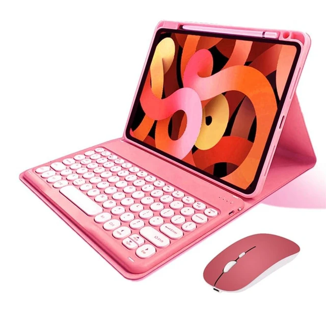 Alt view image 6 of 10 - kaitesi Keyboard Case Mouse for iPad Pro 11 inch (M5) 2025 Cute Round Keys Magnetic Detachable Colorful Bluetooth Keyboard,Dark Pink