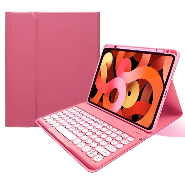 Alt view image 7 of 10 - kaitesi Keyboard Case Mouse for iPad Pro 11 inch (M5) 2025 Cute Round Keys Magnetic Detachable Colorful Bluetooth Keyboard,Dark Pink