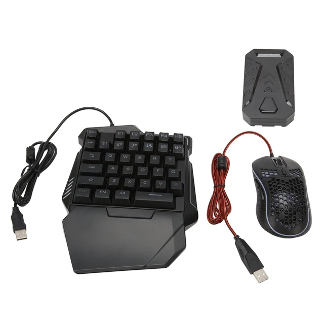 Alt view image 6 of 10 - Luocute Keyboard and Mouse Converter Set, RGB One Handed Gaming Keyboard and Mouse Combo with Wired Adapter for Mobile Games, PC Gaming Keyboarding, Plug and Play