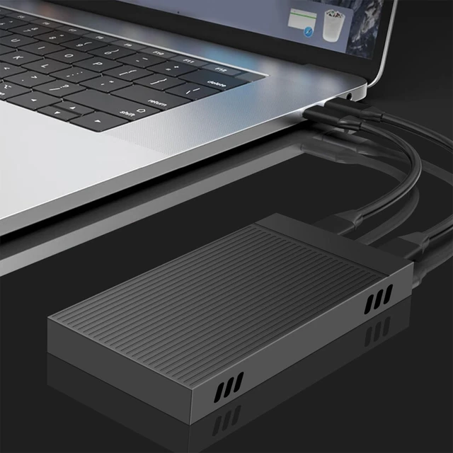 Alt view image 10 of 10 - Dual Bay M.2 NVMe SSD Enclosure, USB3.2 Gen2 10Gbps High Speed Hub, M.2 Type C USB A SSD Docking Station for PCIe M Key 2230 2242 2260 2280, Plug and Play