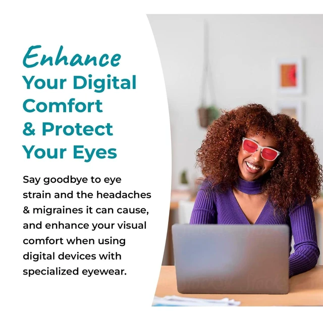 Alt view image 10 of 10 - Sleep ZM 100% Blue Light Blocking Glasses for Women + Men - Better Sleep + Anti Eye Strain Protection - Computer Screens & Gaming - Crystal Wayfarer - 100% Max Protect Red Lens