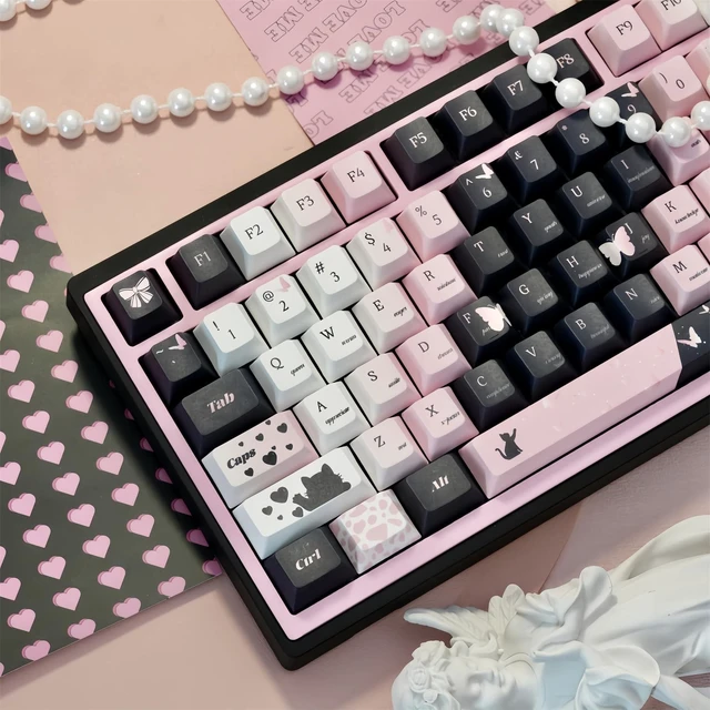 Alt view image 9 of 10 - ZMX Black Pink Gradient Keycaps,Cute Cat Aesthetic Rose Custom Keycap Set Cherry Profile Dye Sublimation PBT Keycaps for Cherry MX Switches 60% 75% 100% Mechanical Keyboard (139 Keys)