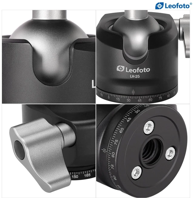 Alt view image 7 of 8 - Leofoto - LH-25 Tripod Head with PU-25 Quick Release Plate - Ultra Light and Small - Load Capacity: 6 kg - LH-25+PU-25
