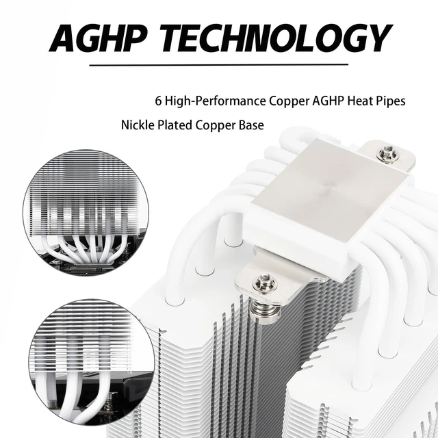 Alt view image 7 of 10 - Thermalrlght Peerless Assassin 120 White ARGB CPU Air Cooler,6 Heat Pipes,Dual TL-C12W-S PWM Fans,Aluminium Heatsink Cover,AGHP Technology,for AMD AM4 AM5/Intel LGA 115X/1851/1200/2011/1700,PC Cooler