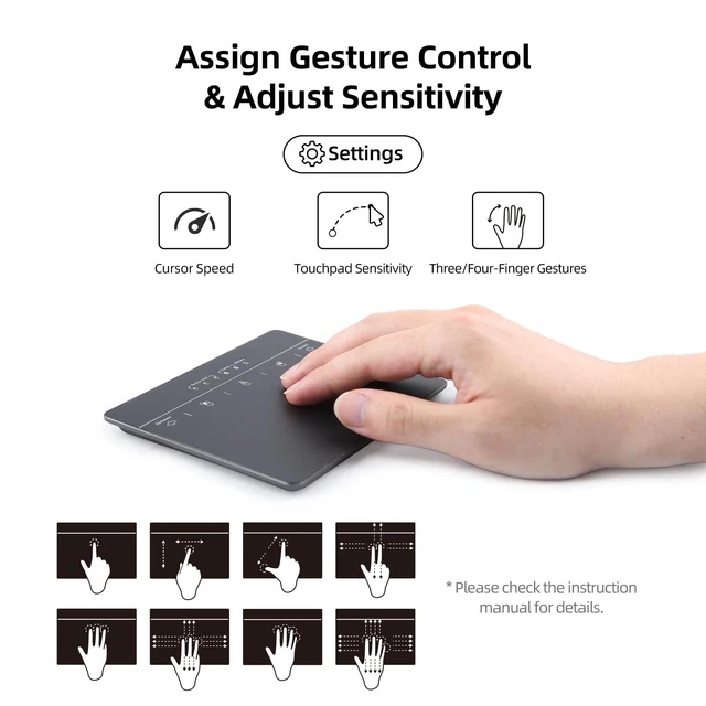 Alt view image 9 of 10 - MICROPACK Digitally Yours Wired Trackpad for Windows 7/10/11, USB Trackpad with Multi-Touch Gestures, Plug-and-Play USB Touch Pad Mouse Pad Large for PC Computers & Laptops, Black