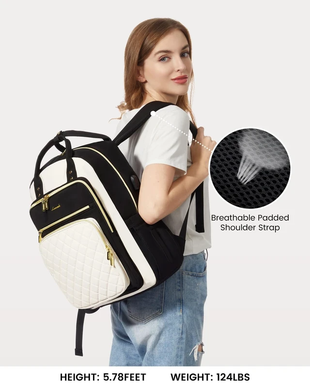 Alt view image 7 of 10 - LOVEVOOK Laptop Backpack for Women, Fashion Travel Work Commuter Backpack Purse with USB Port, Lightweight Casual Daypacks, Nurse Teacher College Computer Bag, Fit 15.6" Laptop