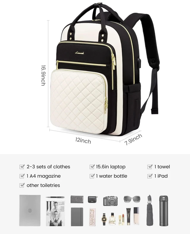 Alt view image 8 of 10 - LOVEVOOK Laptop Backpack for Women, Fashion Travel Work Commuter Backpack Purse with USB Port, Lightweight Casual Daypacks, Nurse Teacher College Computer Bag, Fit 15.6" Laptop