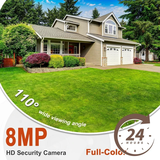 Alt view image 8 of 10 - MWRCTV 8MP Security POE IP Camera Outdoor,2.8mm 110 Wide Angle Lens,AI Human Detection Smart Color Night Vision,Built in Mic,Full Metal Case IP66 Waterproof for Home Surveillance
