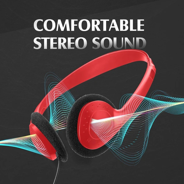 Alt view image 8 of 10 - Flutesan 20 Pack Headphones Bulk Libraries Wired on Ear Headphones Over The Head Earphones for Boys Girls Adults(Red)