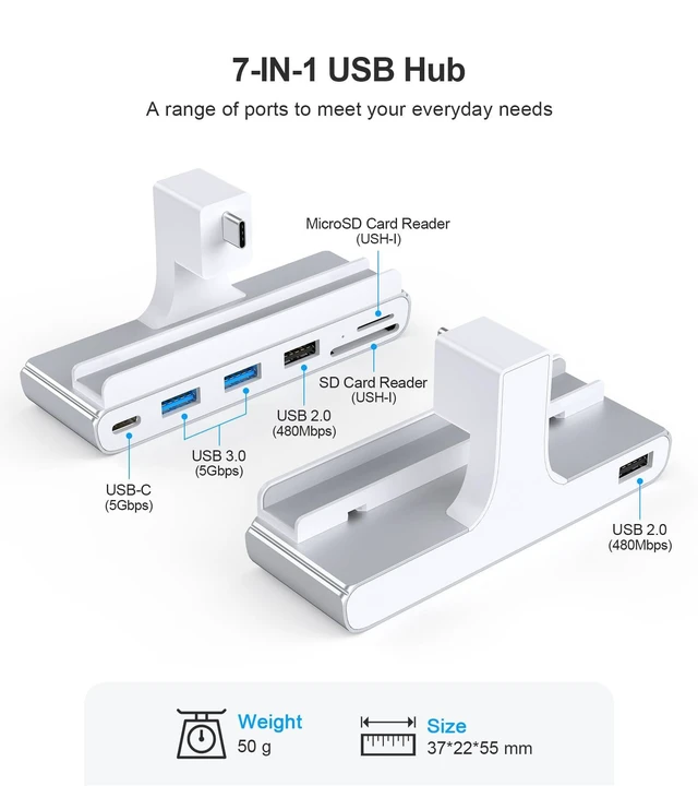 Alt view image 7 of 10 - GEWOKLIY 7-in-1 USB C Hub for iMac M1/M3/M4 - USB 3.0 5Gbps, SD/TF Card Reader, Docking Station for iMac 24 inch (M1/M3/M4)