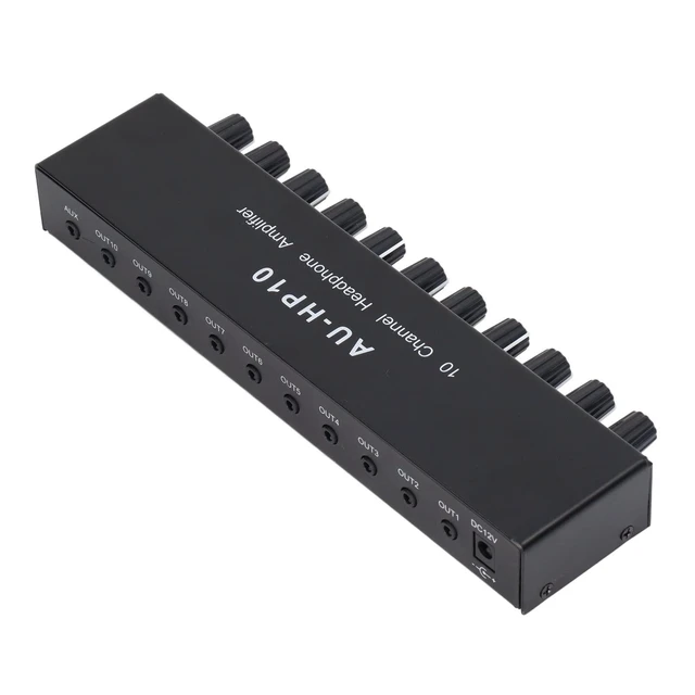 Alt view image 6 of 10 - 10 Channel Headphone Amplifier Headphone Splitter 1 Input 10 Output Stereo Audio Splitter Independent Control DC 12V for Studios, Stages headphone amplifier splitter behringer headphone amp