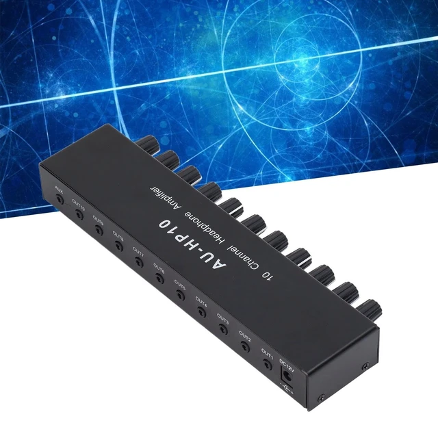 Alt view image 8 of 10 - 10 Channel Headphone Amplifier Headphone Splitter 1 Input 10 Output Stereo Audio Splitter Independent Control DC 12V for Studios, Stages headphone amplifier splitter behringer headphone amp