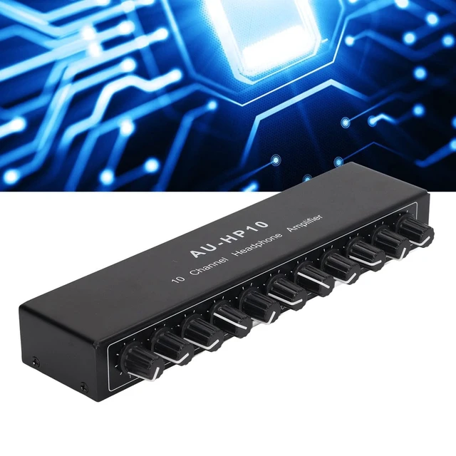Alt view image 9 of 10 - 10 Channel Headphone Amplifier Headphone Splitter 1 Input 10 Output Stereo Audio Splitter Independent Control DC 12V for Studios, Stages headphone amplifier splitter behringer headphone amp