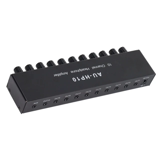 Alt view image 10 of 10 - 10 Channel Headphone Amplifier Headphone Splitter 1 Input 10 Output Stereo Audio Splitter Independent Control DC 12V for Studios, Stages headphone amplifier splitter behringer headphone amp