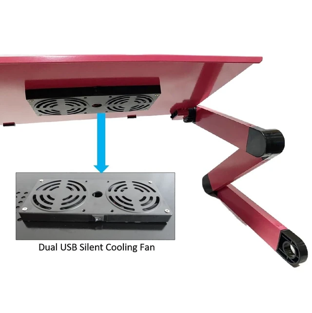 Alt view image 9 of 10 - Zippace Adjustable Lap Laptop Computer Portable CPU Cooling Fan Ergonomic Vented Table Stand Desk Tray (420 * 260mm with Mouse Pad & Double Fans, Black)