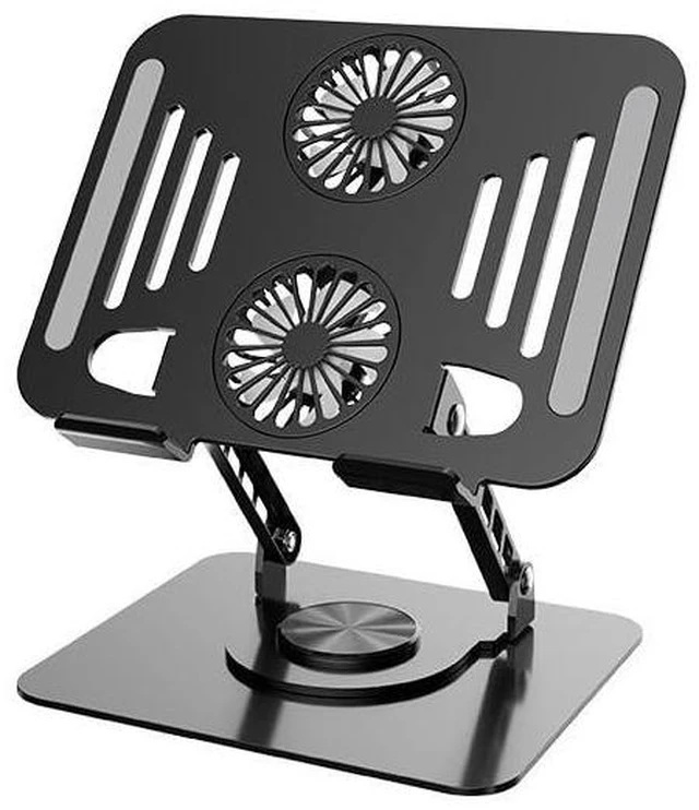 Alt view image 6 of 10 - 360 Rotatable Carbon Steel Laptop Stand Adjustable Height, Tablet Lift, Cooling & Folding Desktop Holder ^^ Soporte Giratorio de Acero para Laptop, Ajustable, Elevador, Plegable y Ventilado