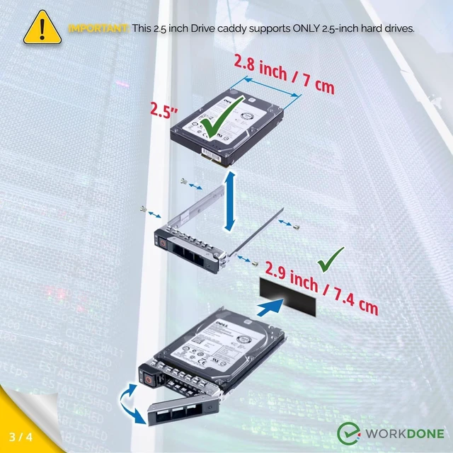 Alt view image 9 of 10 - WORKDONE 2-Pack 2.5" Hard Drive Caddy - Compatible for Dell PowerEdge Servers - 16th Gen T560 R660 R6615 R6625 R7615 R7625 R760 R760xs R760xa R860 R960 - SSD SAS SATA NVMe Tray - Setup Manual