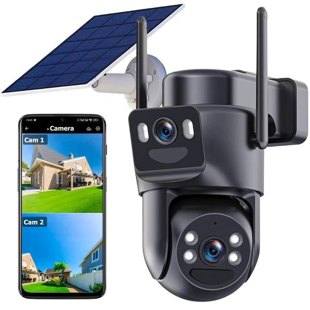 Alt view image 6 of 10 - 6MP Dual Lens Solar Security Cameras Wireless Outdoor, 360 View Pan/Tilt