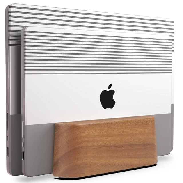 Alt view image 6 of 10 - COREMINDED Adjustable Dual Vertical Laptop Stand for Desk, Wooden Laptop Holder, MacBook Pro Stand, Wood Mac Air Dock
