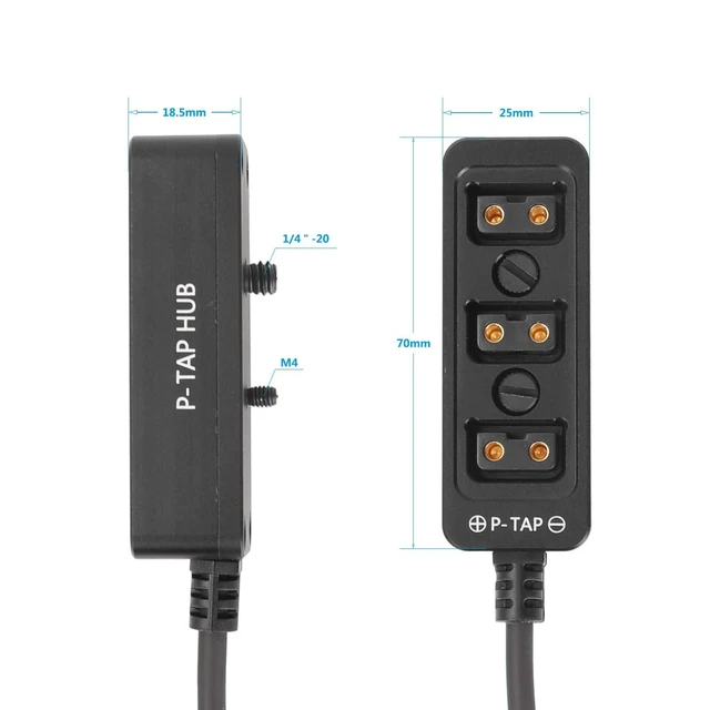 Alt view image 6 of 6 - HangTon DTAP Power Splitter Triple Cable Box Hub, D-tap Male to Female 3 Port Distributor for ARRI Camera Anton Bauer Battery Ronin 2 1/4" Mount (50cm, Black)