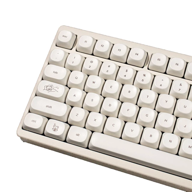 Alt view image 6 of 10 - MOA Profile Cute Bear Keycaps, 124keys PBT Keycaps Set, Minimalist White Keyboard Key Caps, Custom Dye Sublimation Keycap for 61/64/68/84/87/100/104/108 Cherry MX Mechanical Keyboards(124 Keys)