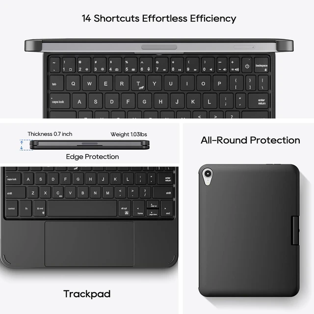 Alt view image 9 of 10 - pekarejue Keyboard Case for Apple iPad mini 7th Gen (A17 Pro)/ iPad mini 6th Generation: Compact Smart Rotatable Cover Multi-Touch Trackpad, RGB Backlight for Kids and Students, Black