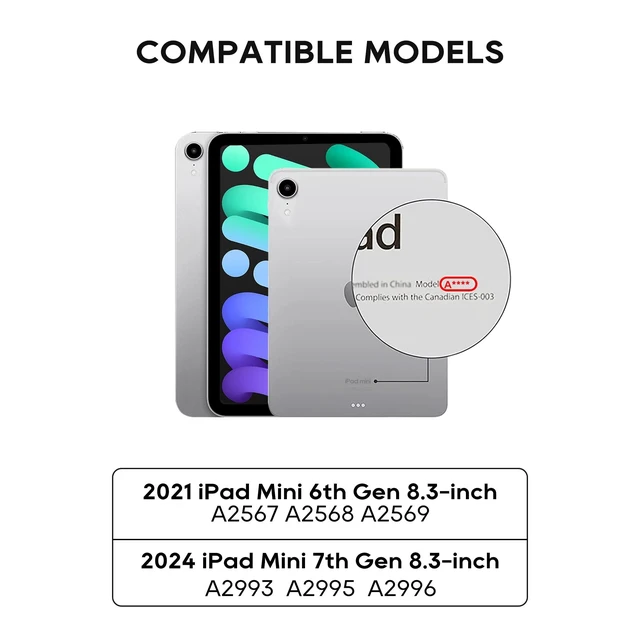 Alt view image 10 of 10 - pekarejue Keyboard Case for Apple iPad mini 7th Gen (A17 Pro)/ iPad mini 6th Generation: Compact Smart Rotatable Cover Multi-Touch Trackpad, RGB Backlight for Kids and Students, Black