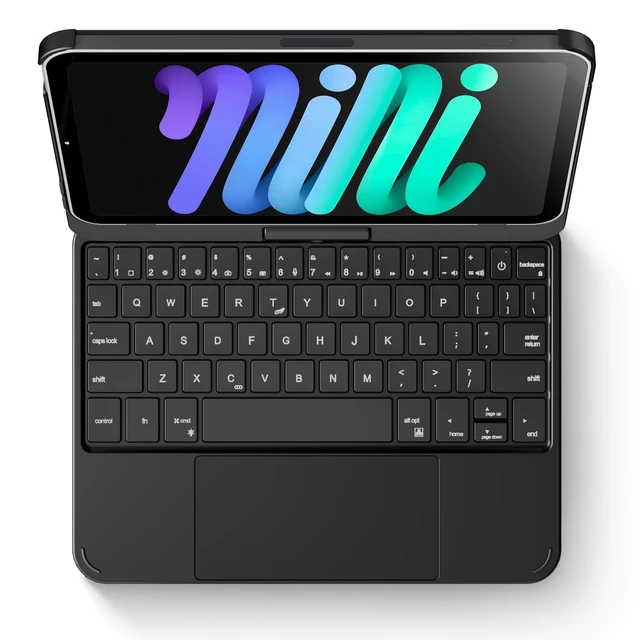Alt view image 7 of 10 - pekarejue Keyboard Case for Apple iPad mini 7th Gen (A17 Pro)/ iPad mini 6th Generation: Compact Smart Rotatable Cover Multi-Touch Trackpad, RGB Backlight for Kids and Students, Black