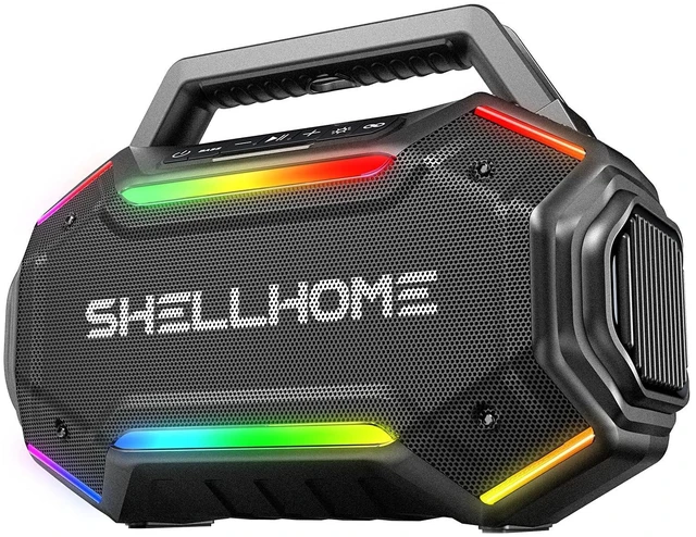 Alt view image 6 of 10 - ShellHome Bluetooth 6.0 Speakers Outdoor, 80W(Peak) Loud Speaker with Bass, 30H Playtime, IPX6 Waterproof, RGB Lights, BassUp 2.0, TWS, Portable Large Jobsite Speakers for Party, Garage