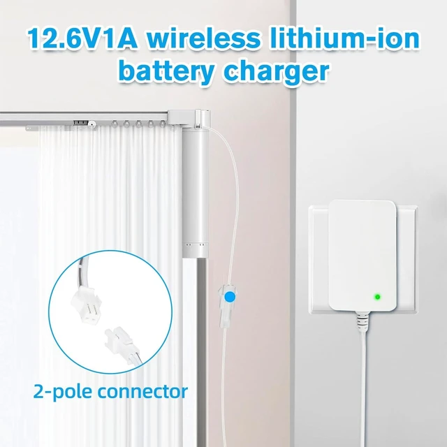 Alt view image 7 of 10 - 12.6V 1A Power Supply Charger for DC Motors #MTDCB-Charge Acmeda Recharger Compatible with All Rollease Automate Li-ion, Motorized Electric Roller Blinds Shades Charger