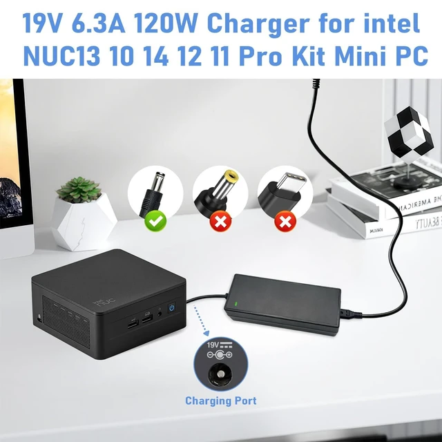 Alt view image 7 of 10 - 19V Power Cord Charger Adapter Compatible with Intel NUC 13 10 14 12 11 Pro Kit Mini NUC10i7FNH Power Supply Replacement PERFEIDY Power Supply Cord Charger PSU