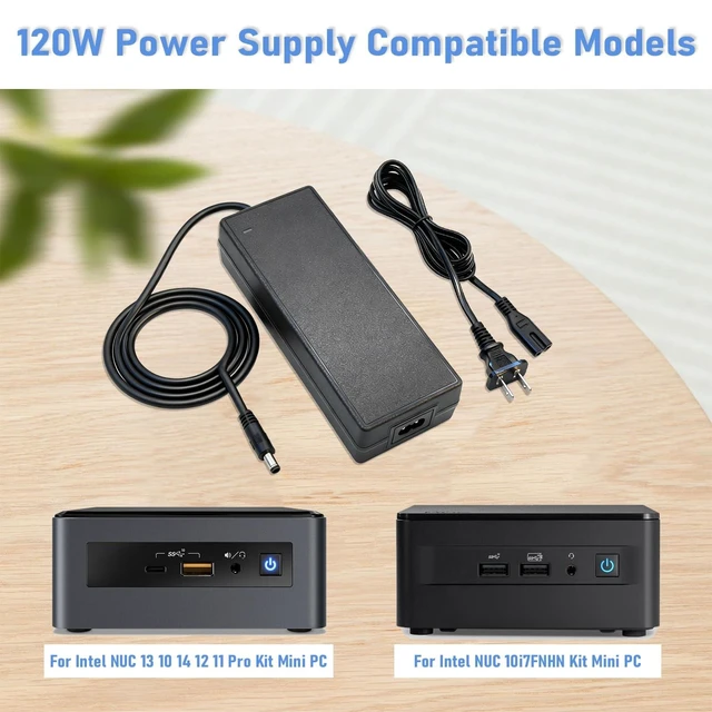 Alt view image 8 of 10 - 19V Power Cord Charger Adapter Compatible with Intel NUC 13 10 14 12 11 Pro Kit Mini NUC10i7FNH Power Supply Replacement PERFEIDY Power Supply Cord Charger PSU