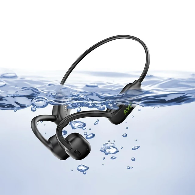Alt view image 6 of 10 - AYI Professional Swim Headphones True Bone Conduction Open Ear Headset MP3 Player Built-in 32G Memory IP68 Underwater Waterproof Bluetooth Earphone for Driving Bicycling Running Skiing-CS05 Black
