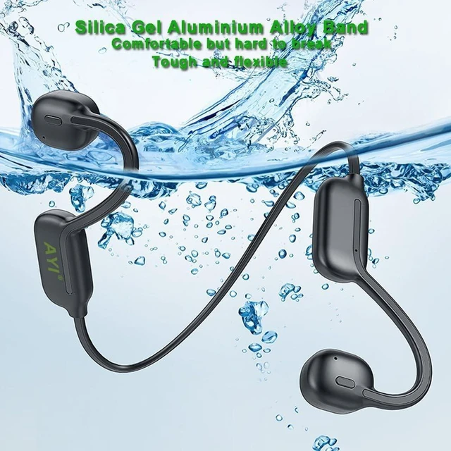 Alt view image 10 of 10 - AYI Professional Swim Headphones True Bone Conduction Open Ear Headset MP3 Player Built-in 32G Memory IP68 Underwater Waterproof Bluetooth Earphone for Driving Bicycling Running Skiing-CS05 Black