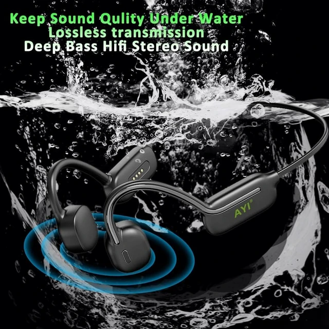 Alt view image 9 of 10 - AYI Professional Swim Headphones True Bone Conduction Open Ear Headset MP3 Player Built-in 32G Memory IP68 Underwater Waterproof Bluetooth Earphone for Driving Bicycling Running Skiing-CS05 Black