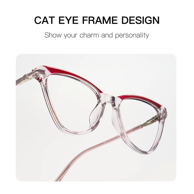Alt view image 10 of 10 - Cyxus Cat Eye Blue Light Blocking Glasses for Women Men Tr90 Frame Anti Eye Strain UV400 Protection Computer Glasses 8189 Purple