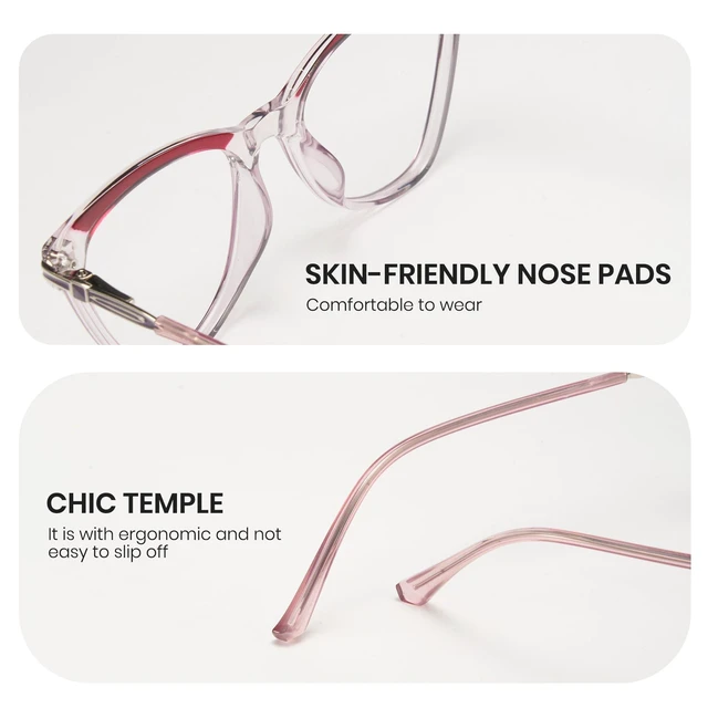 Alt view image 9 of 10 - Cyxus Cat Eye Blue Light Blocking Glasses for Women Men Tr90 Frame Anti Eye Strain UV400 Protection Computer Glasses 8189 Purple