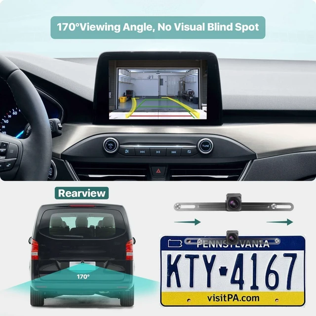 Alt view image 9 of 10 - 2in1 AHD 1080P Trajectory License Plate Backup Camera for Car, Truck, SUV, Minivan, Camper, RV, Pickup, GreenYi Rear View License Plate Frame Camera