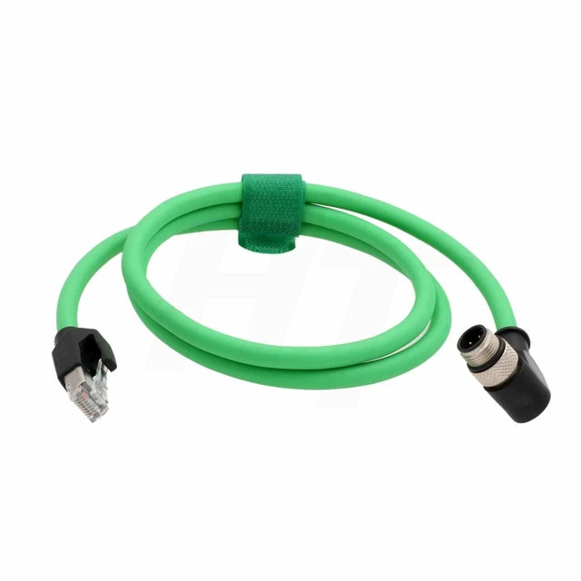Alt view image 6 of 10 - HangTon M12 4 Pin D-Coded Right Angle to RJ45 Ethernet Network for Omron Datalogic Sick Industrial Vision Sensor PoE PC CAT5e Green 2m