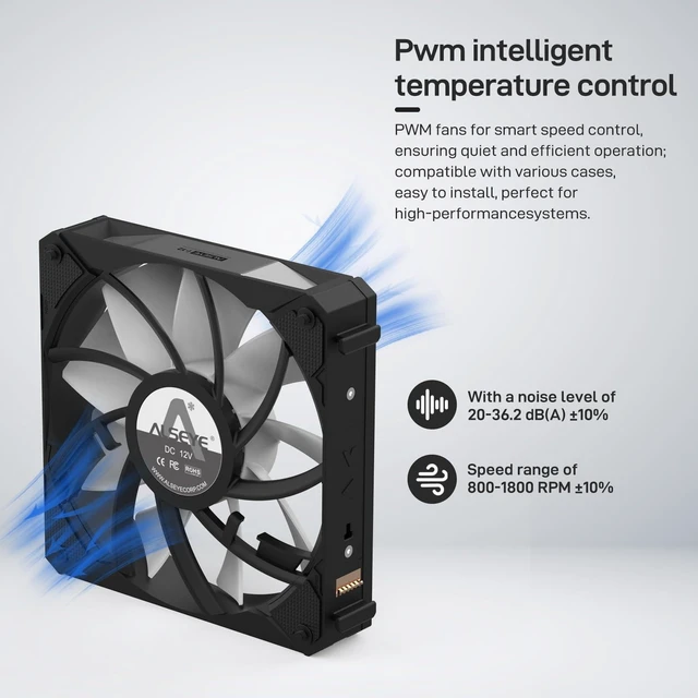 Alt view image 9 of 10 - ALSEYE i12 PC Case Fan Kit, Three ARGB & PWM Case Fans kit with Snap-in Connection Structure (i12 kit Black)