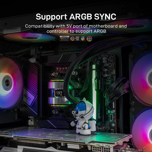 Alt view image 10 of 10 - ALSEYE i12 PC Case Fan Kit, Three ARGB & PWM Case Fans kit with Snap-in Connection Structure (i12 kit Black)