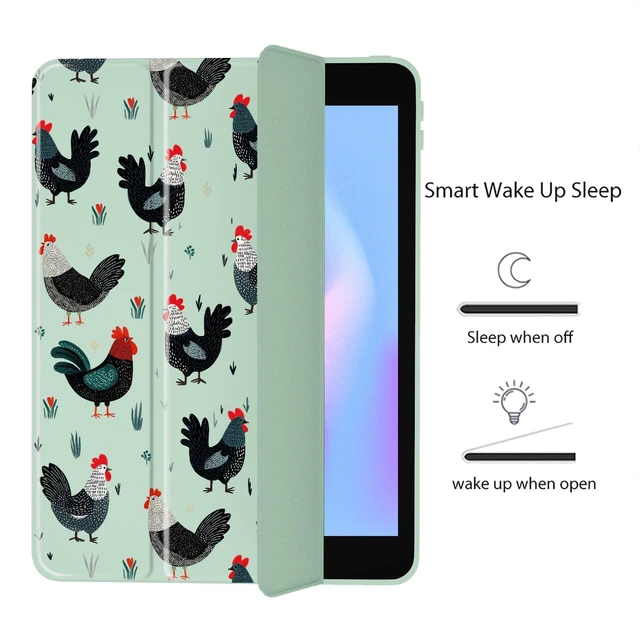 Alt view image 8 of 10 - LuGeKe Rooster Case for iPad 2019/2020/2021(iPad 7th/8th/9th) Unique Case,Pencil Holder & Clear Acrylic Back & Trifold Stand Cover for Women