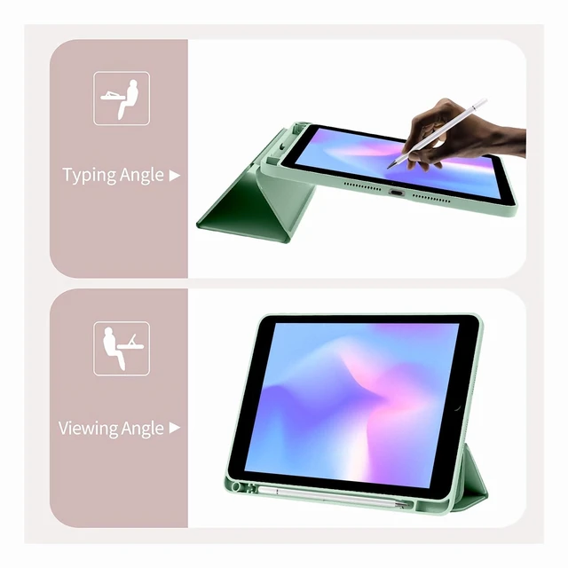 Alt view image 10 of 10 - LuGeKe Rooster Case for iPad 2019/2020/2021(iPad 7th/8th/9th) Unique Case,Pencil Holder & Clear Acrylic Back & Trifold Stand Cover for Women